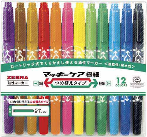 マッキーケア極細　つめ替えタイプ　１２色セット