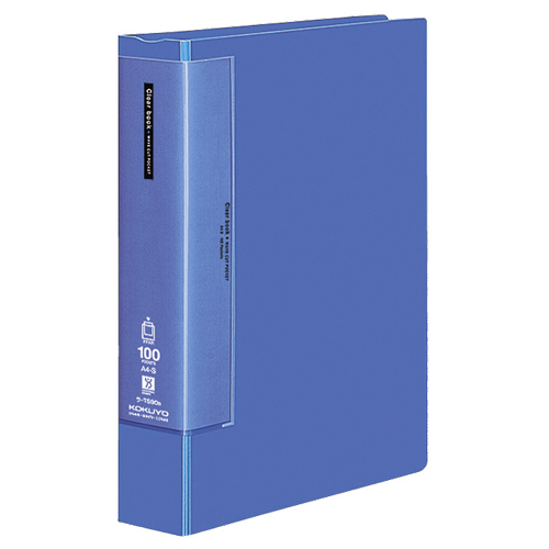 ｸﾘﾔｰﾌﾞｯｸ(ｳｪｰﾌﾞｶｯﾄﾎﾟｹｯﾄ･固定式) A4ﾀﾃ 100ﾎﾟｹｯﾄ 背幅64mm 青 1ｾｯﾄ(4冊)画像