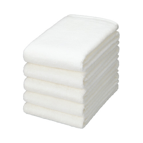 毛羽落ちしにくい無撚糸フェイスタオル　ホワイト×４画像