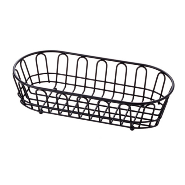 洋食卓上用品 18-8 カトラリーワイヤーバスケット ブラック 小判大型 トーダイ画像