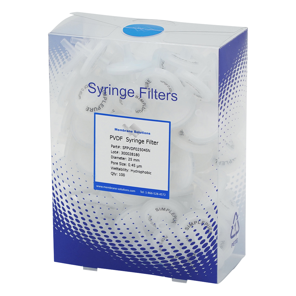 シリンジフィルター（疎水性）PVDF φ25mm/φ0.45μm 1箱（100個入）画像