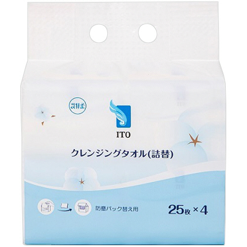 ITOｸﾚﾝｼﾞﾝｸﾞﾀｵﾙ BOXﾀｲﾌﾟ 詰替用 1ﾊﾟｯｸ(100枚:25枚×4袋)画像