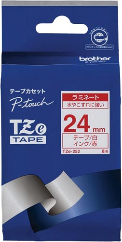 ピータッチＴＺｅテープ　白　赤文字　２４ｍｍ幅