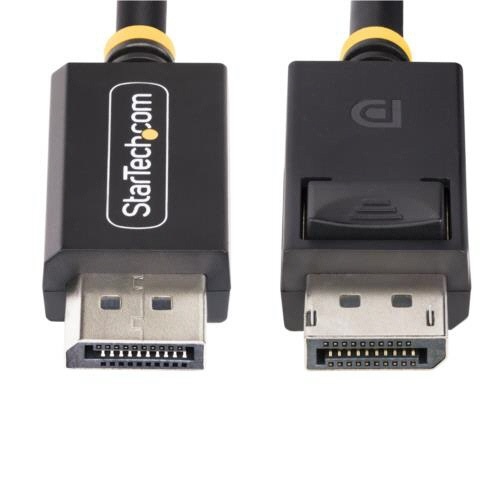 DisplayPort　2.1ケーブル　1m　16K/60Hz　オス-オス　ブラック　1本 光沢のある黒いケーブルが整然と巻かれている状態