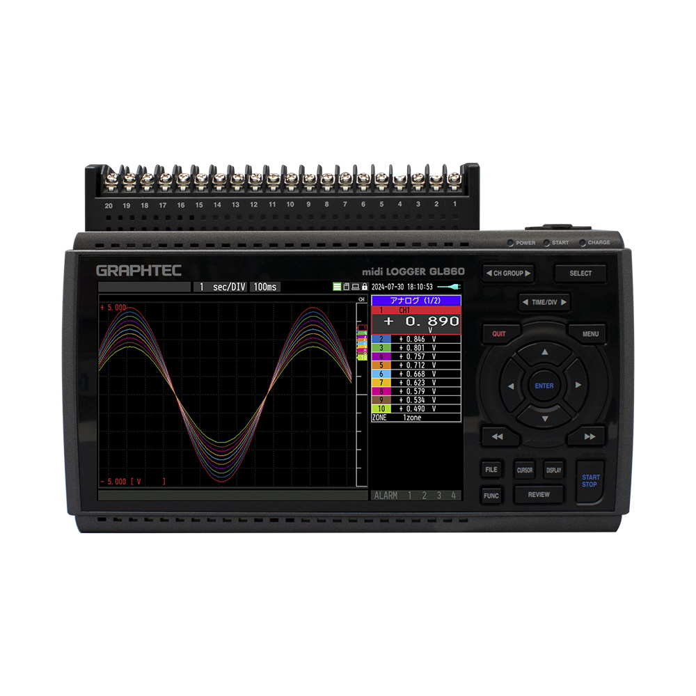 データロガー本体と20chネジ端子のセット