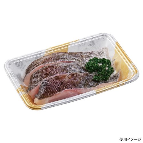 発泡トレー FLB-A13-30 いろは金 エフピコ 金色の発泡トレーが整然と並んでいる様子