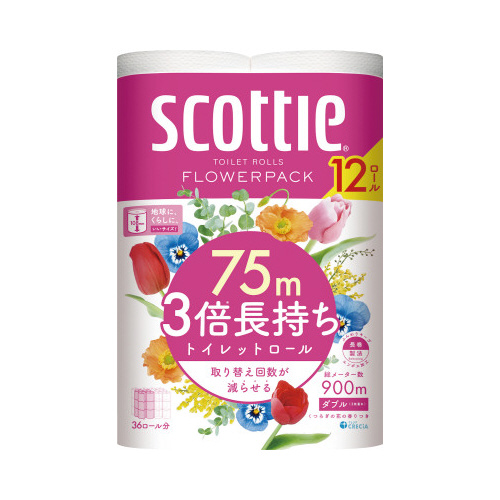 スコッティ　フラワーパック　３倍巻き　１２ロール画像
