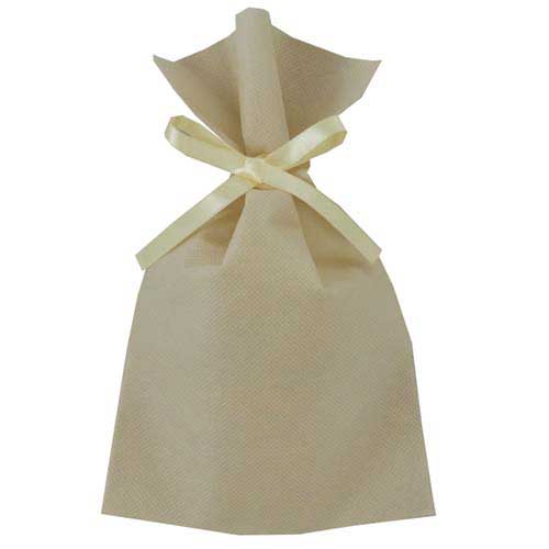 ソフトバッグベーシック2穴リボン巾着 S3 薄 ベージュ画像