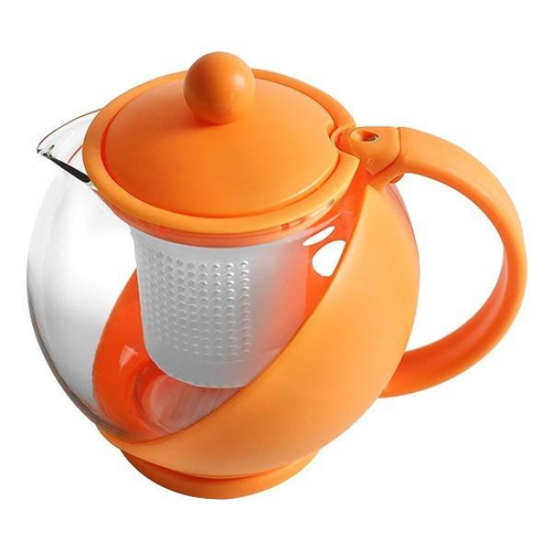 ティーポット 750ml COLORED 茶こし付き ガラス製 急須 オレンジ画像