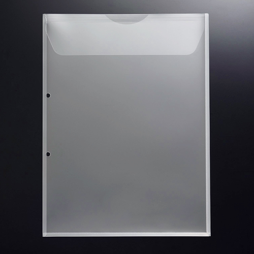 2穴ﾎﾙﾀﾞｰ ﾌﾀ･ﾏﾁ付 A4ﾀﾃ ｸﾘｱ 1ﾊﾟｯｸ(10枚)画像