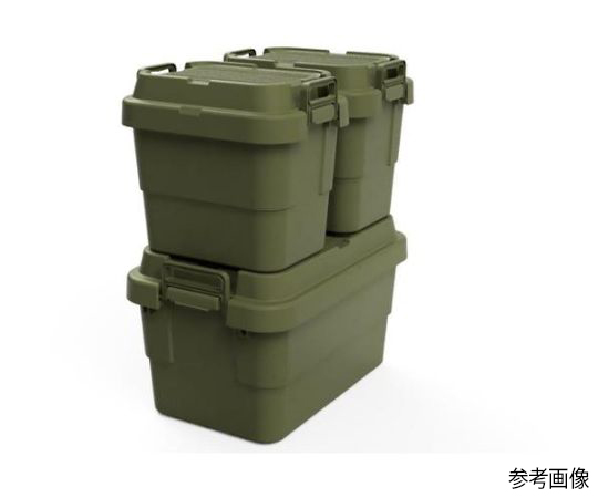 トランクカーゴ フラット天板仕様 50L ОD色 フラットな天板を備えた、側面がしっかりとした収納ボックスの上部が見える状態