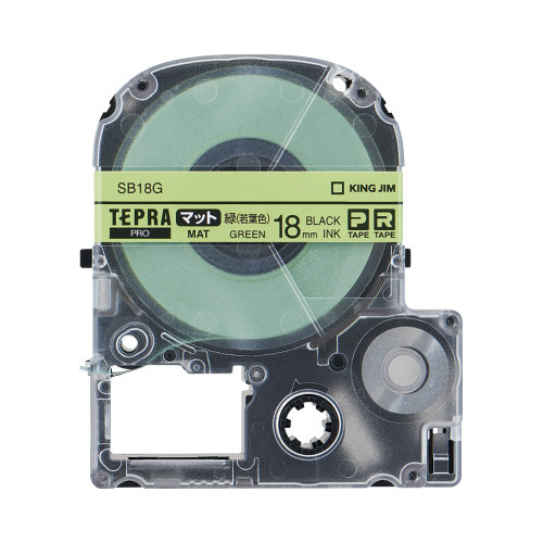 テプラＰＲＯテープ　マット若葉ラベル　１８ｍｍ黒字画像
