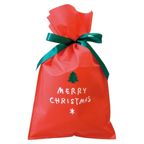 エコバッグ シンプルクリスマス レッド 不織布バッグ-L(10枚) ヘッズ画像