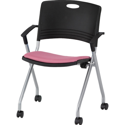 ＴＯＫＩＯ　ミーティングチェア（スタッキング）肘付　布　ピンクローズ画像