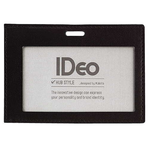 ﾈｰﾑｶｰﾄﾞｹｰｽ(IDeo HUBSTYLE) 革製 名刺･IDｶｰﾄﾞ用 ﾖｺ型 黒 1枚画像