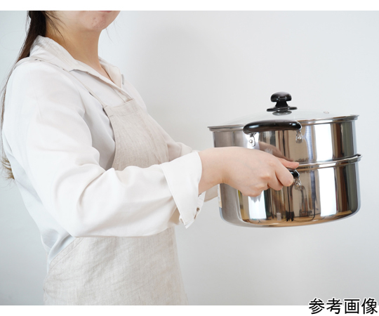 ヴェンセ IH対応二段蒸し器 30cm 商品全体が見える角度で、持ち手のアップが際立つ状態