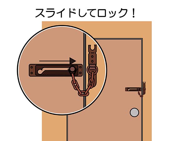 防犯くさり 金属製の鎖が地面に固定されている様子