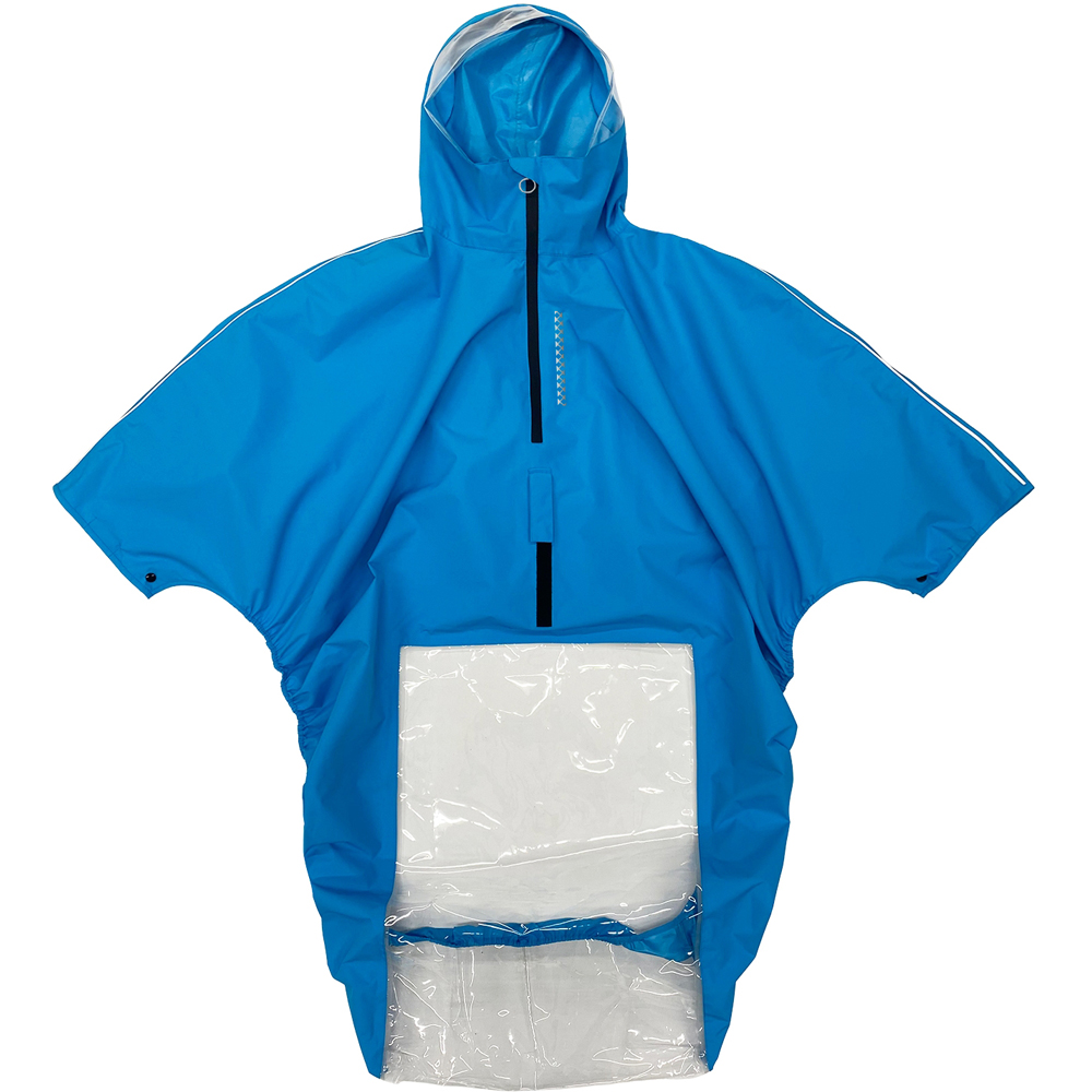 車いすレインはおるっちゃ ポンチョ ブルー 1枚画像