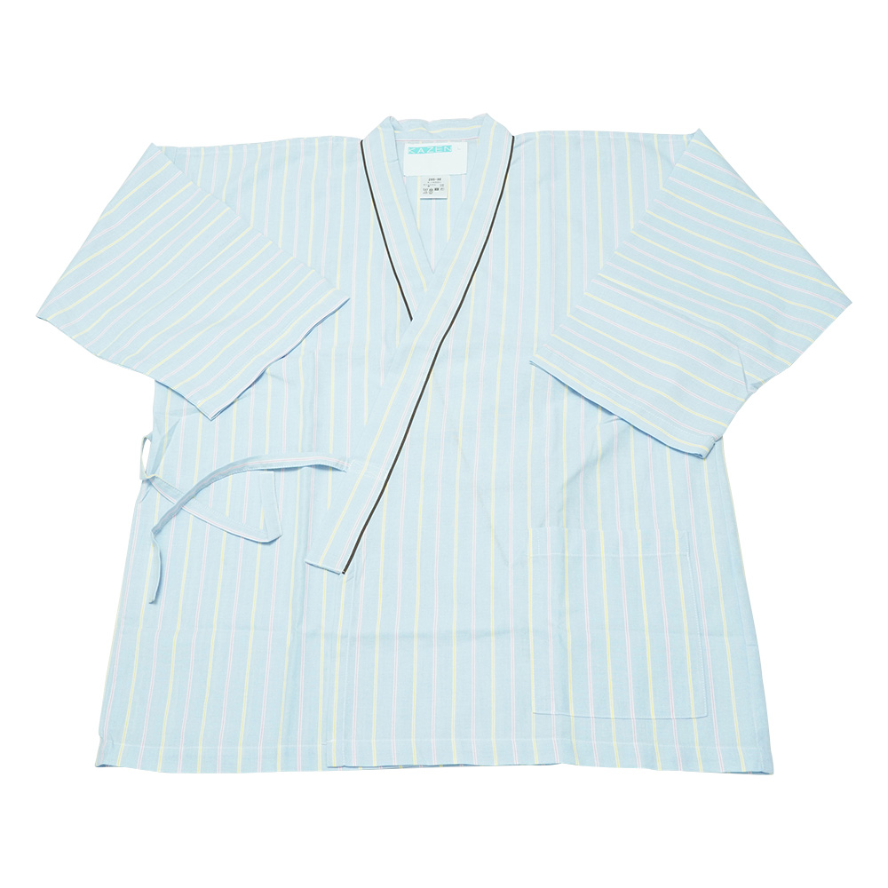 患者衣（上衣・男女兼用）　ブルー×ブラウン　L画像