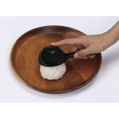 しゃもじ　oui　monsieur　デコ盛りしゃもじ　モノクロ　キッチンツール モノクロのデザインが施されたデコ盛りツールの横からの視覚。