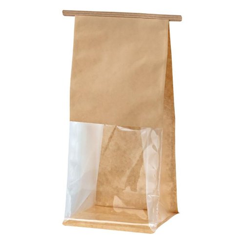 ラッピング用品 MKR-3WP 無地クラフト窓付角底袋-3/ワイヤー付(30枚) ヘッズ画像