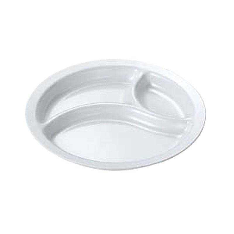 メラミン食器 No.52W 丸ランチ皿(大)3ツ切 (白) エンテック画像