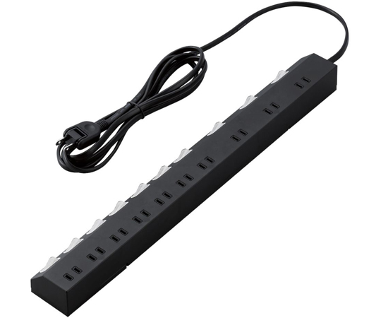 雷ガードタップ　個別スイッチ　ホコリ防止シャッター付き　回転脚付き　固定＆吊下可能　10個口　2.5m　ブラック画像