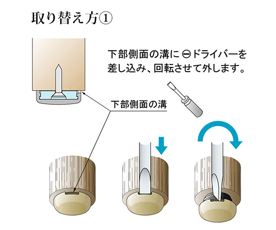 イス脚に打つ！　取替用　打ち込み式ウレタン　φ24mm　4個入 滑らかな表面を持つ打ち込み式ウレタンのパッケージが横向きで見える状態