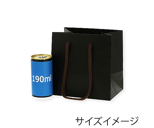 手提げ紙袋　カラーチャームバッグ　黒　10枚 黒の手提げ紙袋が揃っている様子、底部が広がり安定感がある。
