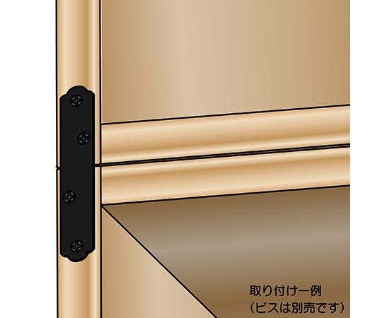 カラー隅金　一文字　黒　85×17mm 黒い金具が正面から見える状態で、滑らかな表面が特徴的。