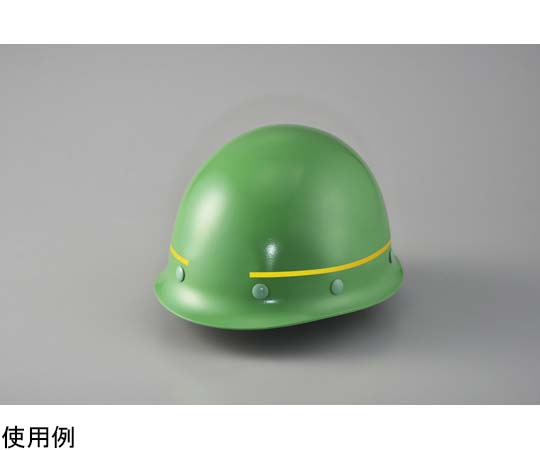 ヘルメット用ラインテープ（反射）　黄　HL-C（S小）　5mm幅×700mm　10本組 黄の反射ラインテープが平置きされており、個別のパッケージに収められた様子が見える状態