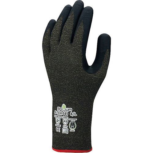 耐切創背抜き手袋 S-TEX 581 L ﾌﾞﾗｯｸ 1双画像