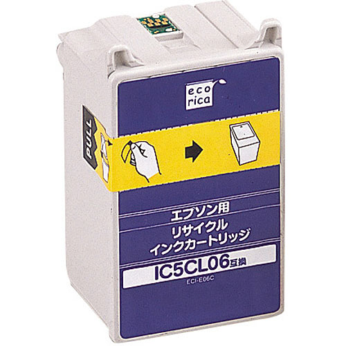 ﾘｻｲｸﾙｲﾝｸｶｰﾄﾘｯｼﾞ (染料) [ｴﾌﾟｿﾝ:IC5CL06互換] ECI-E06C 1個画像