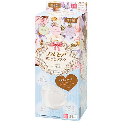 ｴﾙﾓｱ 肌ともﾏｽｸ Flower 3D ﾎﾜｲﾄ (個別包装) 1箱(24枚)画像