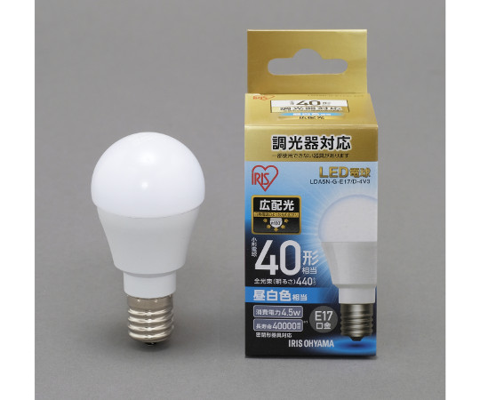 LED電球　広配光　調光　40形相当　昼白色画像