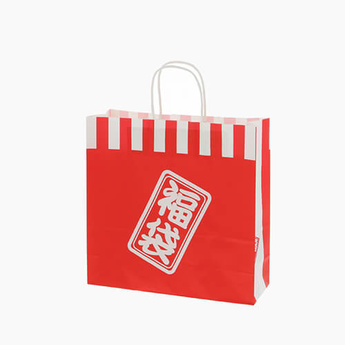 手提げ紙袋（福袋　紅白・丸紐・幅320×マチ115×高さ310mm）画像