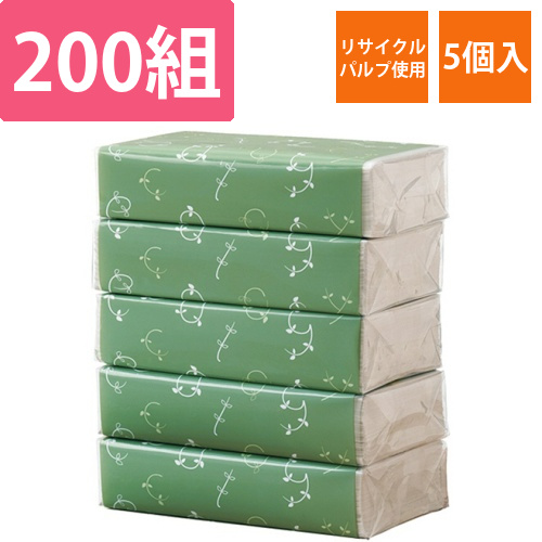 ソフトパックティッシュ　Leaf　Line　200組/個　1パック(5個)画像