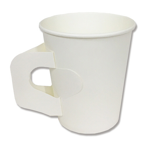 紙ｺｯﾌﾟ ﾍﾟｰﾊﾟｰｶｯﾌﾟ ﾊﾝﾄﾞﾙ付き ﾎﾜｲﾄ 1ｾｯﾄ(2000個:100個×20ﾊﾟｯｸ)画像