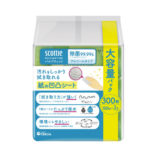 スコッティ　除菌アルコール　パルプ１００枚入×３画像