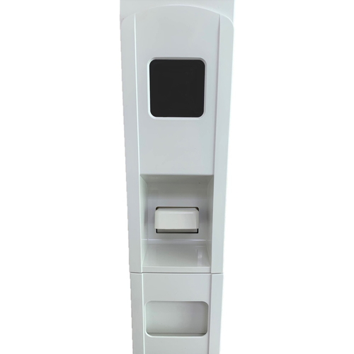米びつ　5kg用　スリム　ライスディスペンサー　ホワイト　6kg 透明な容器の前面に取り外し可能な蓋が見える状態