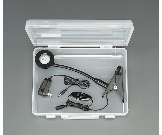 AC100V/310mm 照明灯/LED(クリップ/ケース付) クリップに取り付けられた光源部分が横向きに見える状態