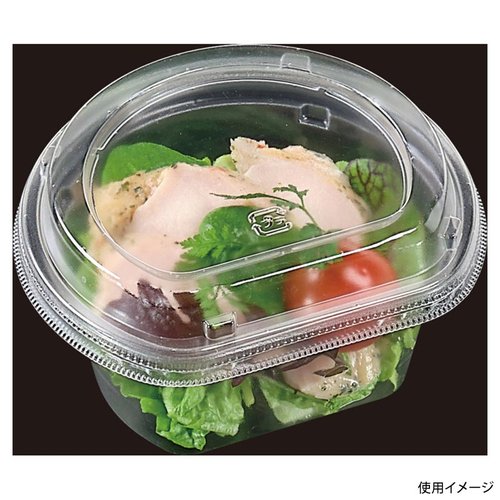 サラダ容器 APララ 12-11(55) 本体 エコ エフピコ 透明な容器の中に色とりどりの野菜が盛り付けられている様子