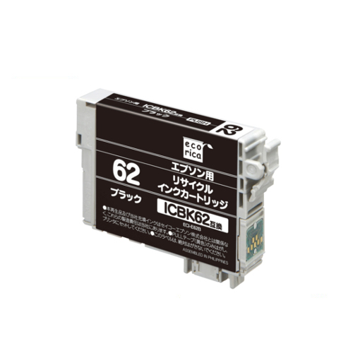 ﾘｻｲｸﾙｲﾝｸｶｰﾄﾘｯｼﾞ ﾌﾞﾗｯｸ(顔料) [ｴﾌﾟｿﾝ:ICBK62互換] ECI-E62B 1個画像