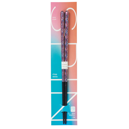 箸 23cm スピンドル 木製 ブルー×レッド画像
