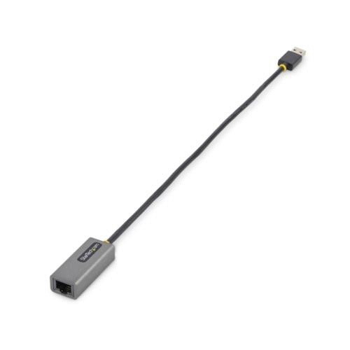 USB3.0-ギガビットイーサネット有線LAN　変換アダプタ　10・100・1000Mbps　1個 ケーブル接続部分が強調された側面画像