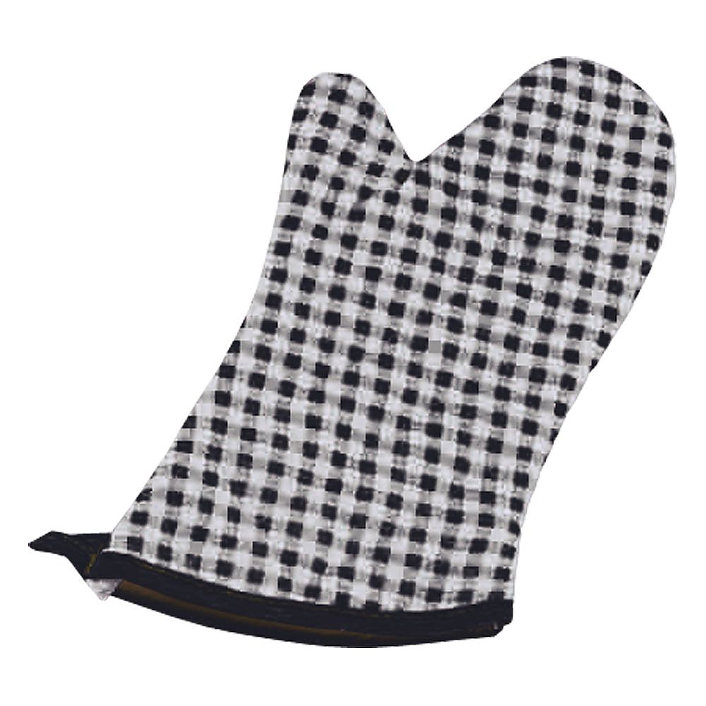 TKG　チェック布製オーブンミット　ブラック（左右1組）画像