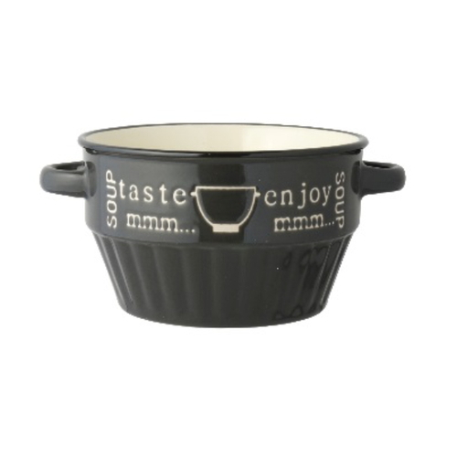 スープカップ 430ml enjoy 食器 洋食器 マグカップ 陶器 ブラック画像