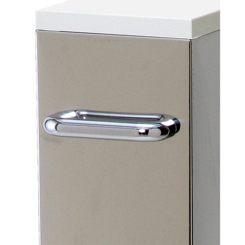 米びつ　10kg用　スリム　ライスストッカー　ステンレス　12kg 光沢のあるスリムなデザインが際立つ容器の側面、フタが開いた状態で内容物が見える様子。