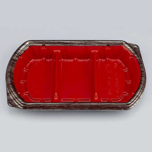 シーピー化成 弁当容器 BFN味音(みおん)26-1 銀木赤 本体画像