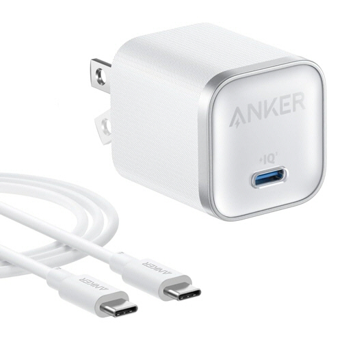 急速充電器　ANKER　Nano　Charger(45W)with　USB-Cケーブル　ホワイト　1個